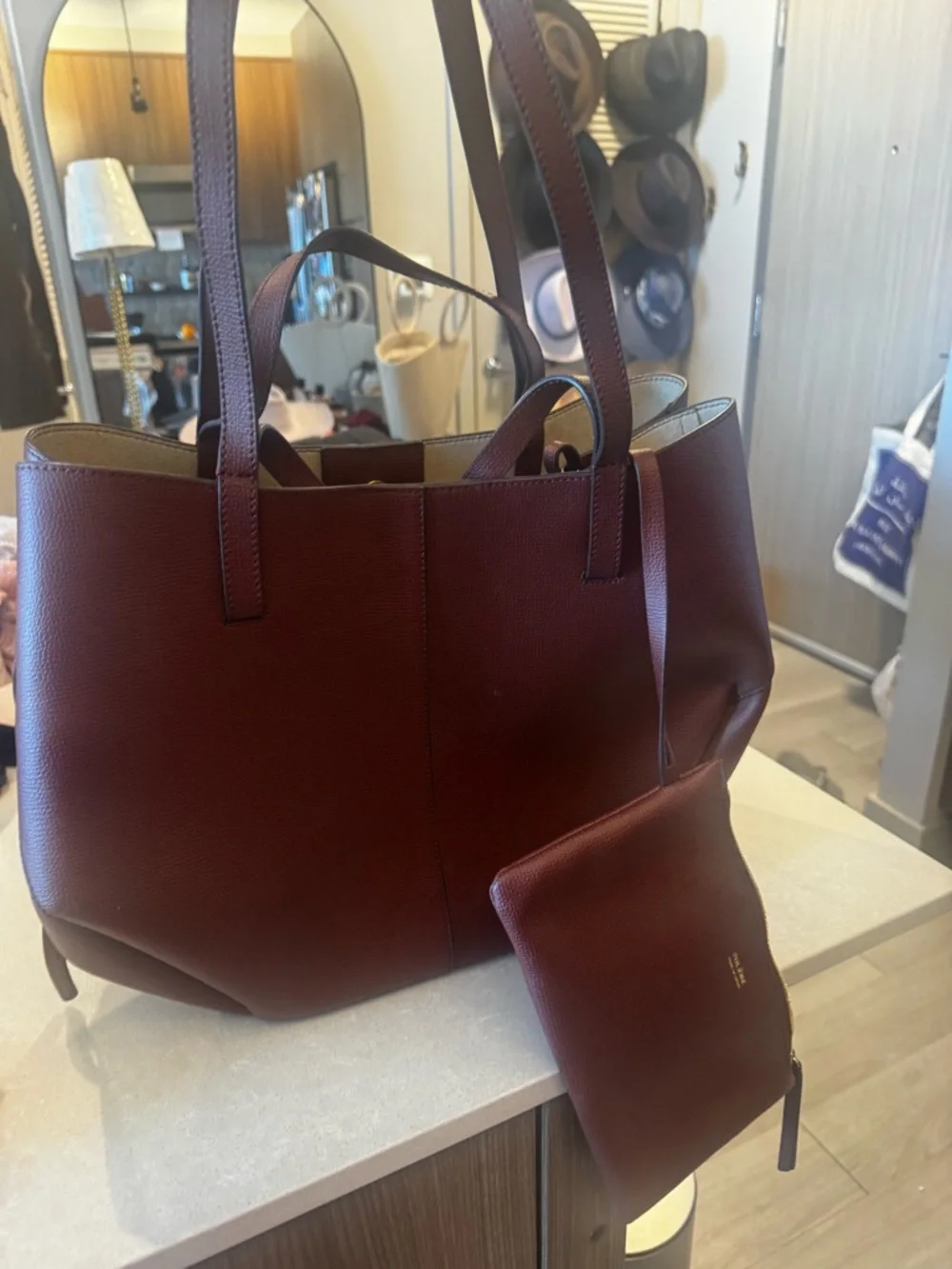 Polene CYME brown Leather Shoulder Bag - Picture 8 of 10